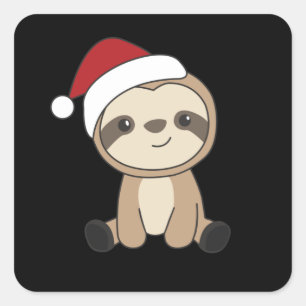 Pegatina Cuadrada Navidades eslovacos Nieve Animales de Invierno Slo