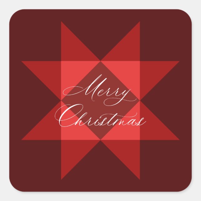Pegatina Cuadrada Navidades Estrella Nórdica Roja (Anverso)