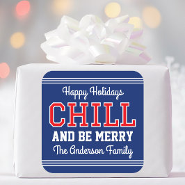 Pegatina Cuadrada Navidades Familia Nombre Típografía Armada Roja