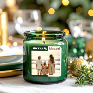 Pegatina Cuadrada Navidades familiares bendecidos por la alegría de 