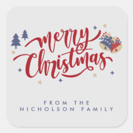 Pegatina Cuadrada Navidades familiares personalizados