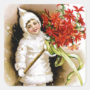 Pegatina Cuadrada Navidades felices