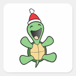 Pegatina Cuadrada Navidades felices de la tortuga