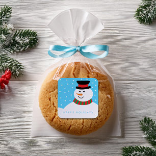 Pegatina Cuadrada Navidades felices de Snowman