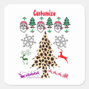 Pegatina Cuadrada Navidades feos al azar Mishmash Thunder_Cove