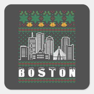 Pegatina Cuadrada Navidades feos de Boston Massachusetts