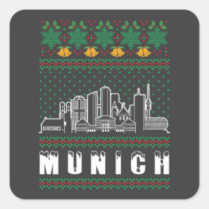 Pegatina Cuadrada Navidades feos de la Alemania de Munich