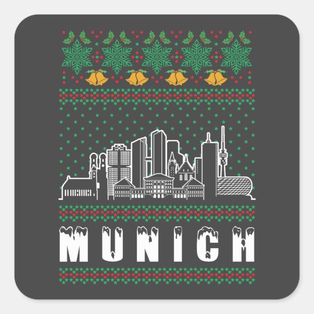 Pegatina Cuadrada Navidades feos de la Alemania de Munich (Anverso)