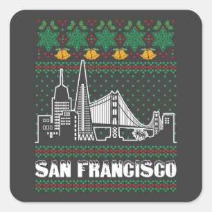 Pegatina Cuadrada Navidades feos de San Francisco California