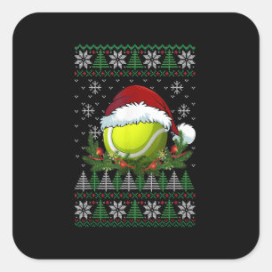 Pegatina Cuadrada Navidades feos de tenis Familia Santa Hat Pajamas 