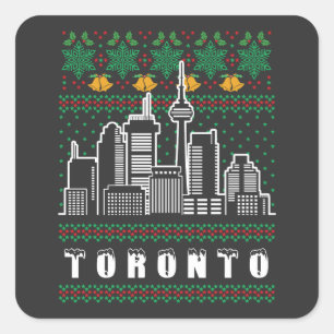 Pegatina Cuadrada Navidades feos de Toronto Canadá