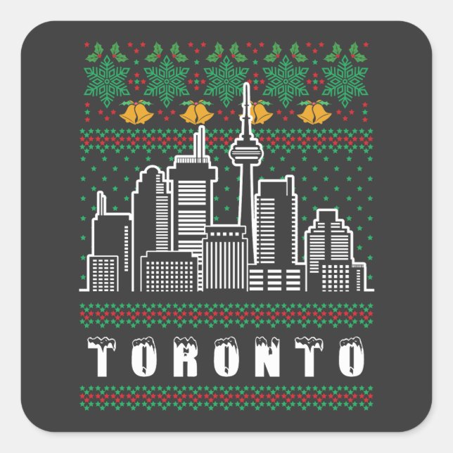 Pegatina Cuadrada Navidades feos de Toronto Canadá (Anverso)