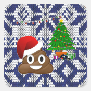 Pegatina Cuadrada navidades feos suéter poop emoji