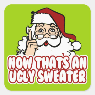 Pegatina Cuadrada Navidades feos Sweater Santa