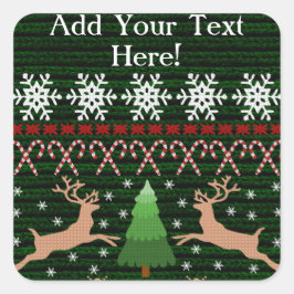 Pegatina Cuadrada Navidades feos y graciosos suéter personalizado
