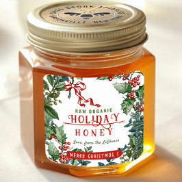 Pegatina Cuadrada Navidades festejan miel con borde de moras y azule