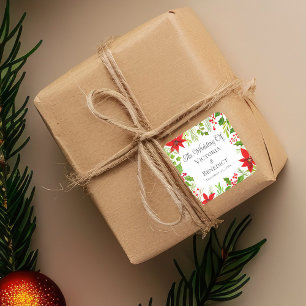 Pegatina Cuadrada Navidades festivos Boda Floral personalizada
