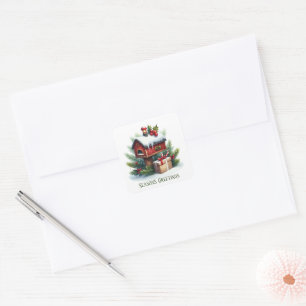 Pegatina Cuadrada Navidades festivos Buzón de correo de vacaciones a