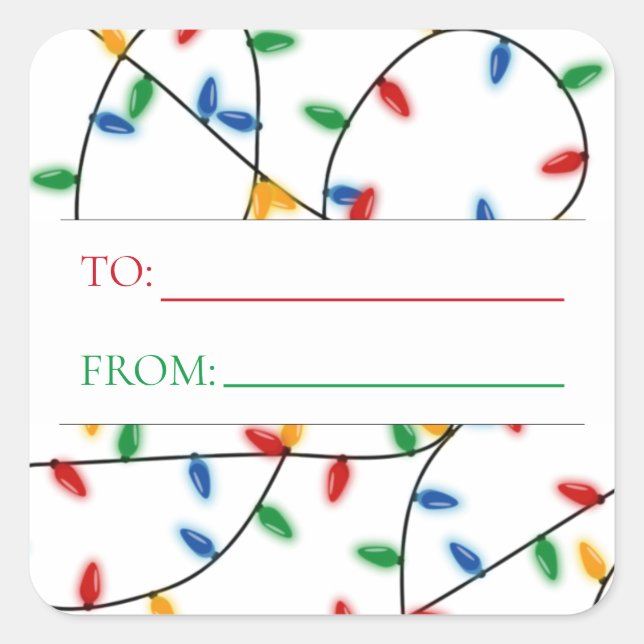Pegatina Cuadrada Navidades festivos coloridos personalizados ilumin (Anverso)