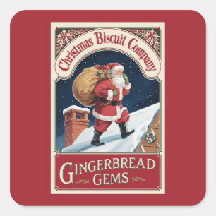 Pegatina Cuadrada Navidades festivos Gingerbread gems