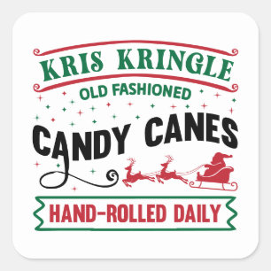 Pegatina Cuadrada Navidades festivos North pole Kris Kringle candy c
