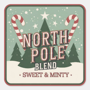 Pegatina Cuadrada Navidades festivos orth pole mezclan caña de caram