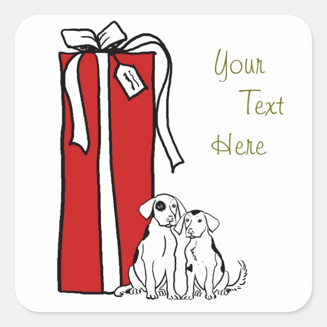 Pegatina Cuadrada Navidades festivos perro copo de nieve (Anverso)