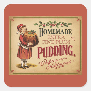 Pegatina Cuadrada Navidades festivos plum pudding
