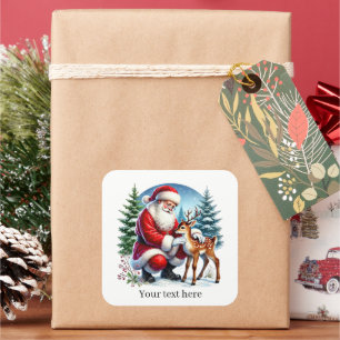 Pegatina Cuadrada Navidades festivos Santa personalizable