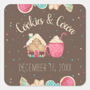 Pegatina Cuadrada Navidades festivos Tema Fiesta de Cookie Exchange