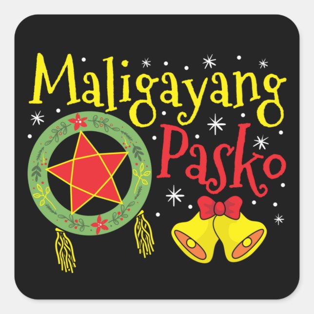 Pegatina Cuadrada Navidades filipinos Maligayang Pasko (Anverso)