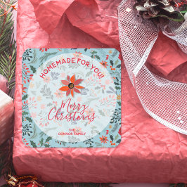 Pegatina Cuadrada Navidades florales en hornos caseros de vacaciones
