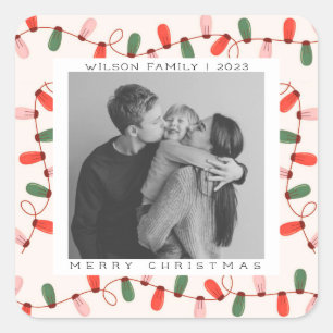 Pegatina Cuadrada Navidades fotográficos familiares de Navidad