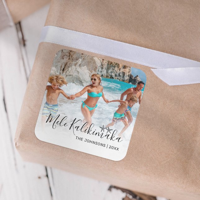 Pegatina Cuadrada Navidades fotográficos Mele Kalikimaka (Subido por el creador)