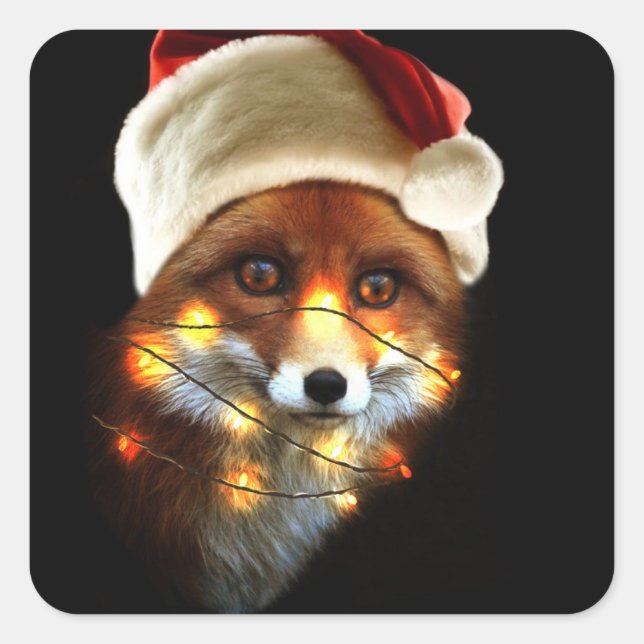 Pegatina Cuadrada Navidades fox (Anverso)