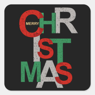 Pegatina Cuadrada Navidades Geek Guay Santa Claus Idea divertida de 