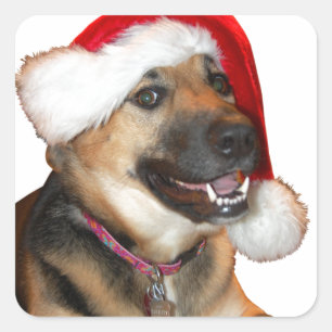 Pegatina Cuadrada Navidades German Shepherd