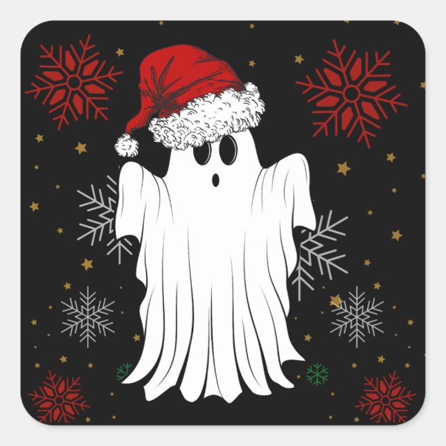 Pegatina Cuadrada Navidades Ghost (Anverso)