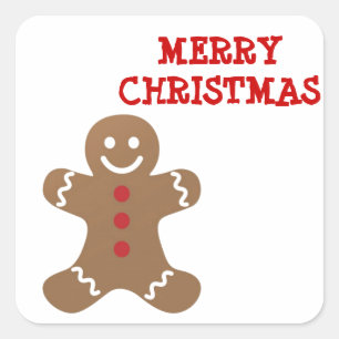Pegatina Cuadrada Navidades Gingerbread Man