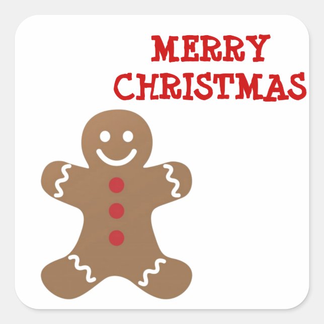 Pegatina Cuadrada Navidades Gingerbread Man (Anverso)
