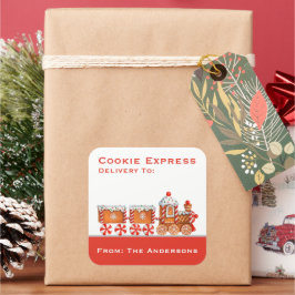 Pegatina Cuadrada Navidades Gingerbread Train Cookie Express