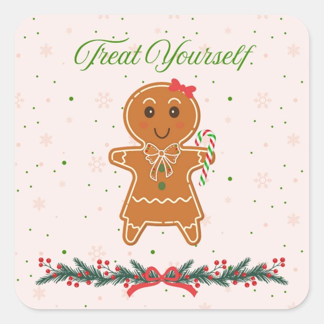 Pegatina Cuadrada Navidades Gingerbread Woman (Anverso)