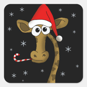 Pegatina Cuadrada Navidades giraffe