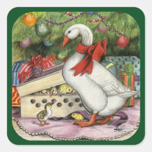 Pegatina Cuadrada Navidades Goose