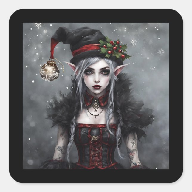 Pegatina Cuadrada Navidades góticos (Anverso)