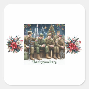 Pegatina Cuadrada Navidades gracias por las enfermeras