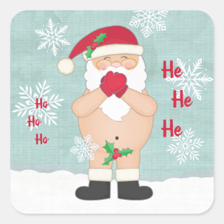 Pegatina Cuadrada Navidades graciosos cutan al Personalizado Naughty