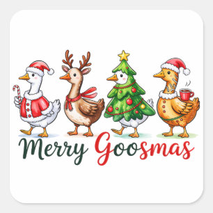 Pegatina Cuadrada Navidades graciosos Silly Goose