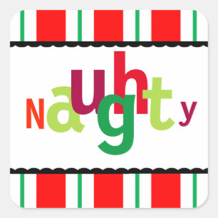Pegatina Cuadrada Navidades graciosos y colorida tipografía moderna
