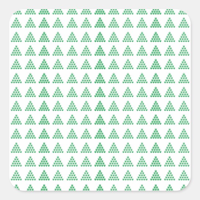 Pegatina Cuadrada Navidades Green Nieve copos de nieve Estrellas Árb (Anverso)